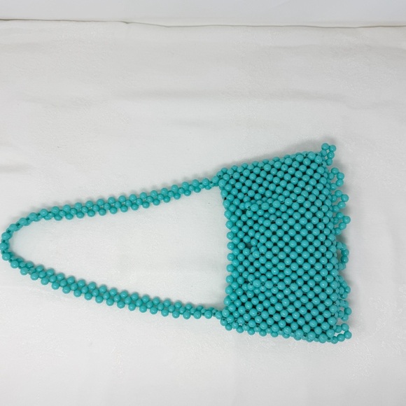 Prentice Vintage Made in Italy Turquoise Beaded Shoulder Bag Purse Handbag - Picture 9 of 16